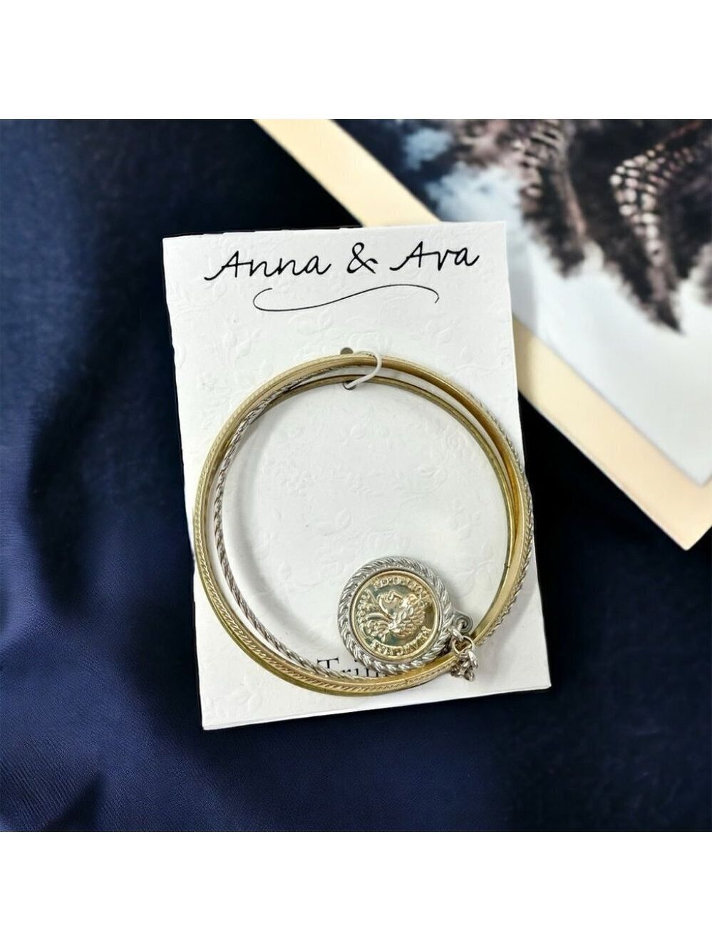 NEW Anna & Ava Roman Coin Mixed Metals Bangle Set